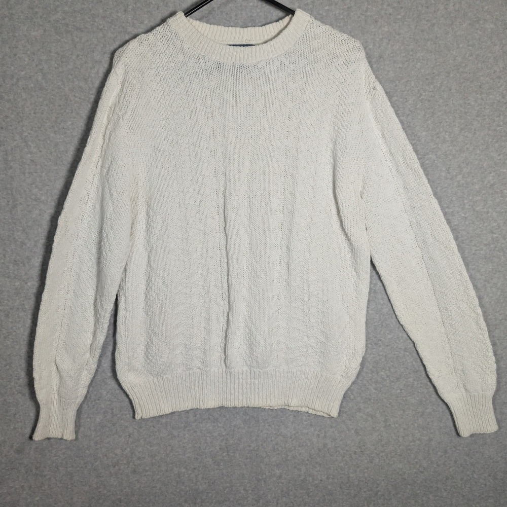 Woolrich Vintage Cotton Knit Sweater Mens Medium Made in USA Preppy Nautical